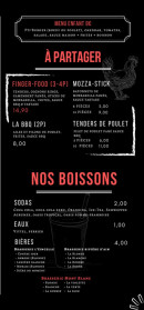Carte et menu de Chalet de Terre Ronde à Plateau d'Hauteville — A partager et boissons