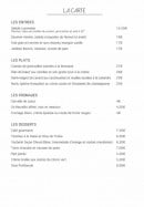 Menu Le Cheval Blanc - Les entrées, plats, fromage et desserts