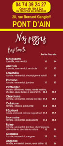 Carte et menu de Pizzburger à Pont d'Ain — 1