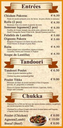 Menu Madras Kitchen - Entrées, tandoori et chukka