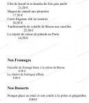 Menu Hôtel-Restaurant du Commerce - Les viandes suite, fromages, desserts