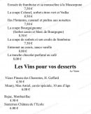 Menu Hôtel-Restaurant du Commerce - Les desserts suite, vins