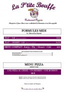 Menu La P'tite Bouffe - Les formules de la semaine et menu pizza