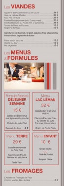 Menu Le div ' café - Les viandes,...