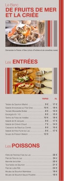 Menu Le div ' café - Les entrées,...