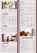 Menu Le div ' café - les vins