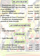 Menu Au plaisir d’étang - Plats, accompagnements, fromages,...