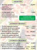 Menu Au plaisir d’étang - Apéritifs et entrées