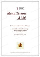 Carte et menu de Auberge des Bichonnieres à Amberieux en Dombes — Le menu terroir