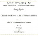 Menu Au Vieux Meillonnas - Le menu affaire