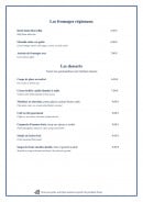 Menu La Table du Gouverneur - Fromages et desserts