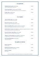 Menu La Table du Gouverneur - Poissons, viandes, pâtes,...