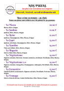 Menu La Brasserie du Centre - Les pizzas