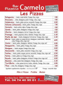 Carte et menu de Bar Pizzéria Carmelo à Saint Denis en Bugey — Les pizzas
