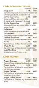 Menu C House - Cafés suite