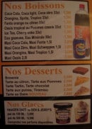 Menu Pizza bueno - les boissons, desserts et glaces 