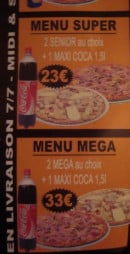 Menu Pizza bueno - menu super et méga 