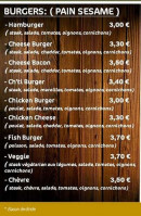 Menu O'45 - Les burgers