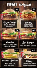 Menu Sun Burger - Les burgers