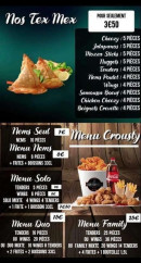 Menu Sun Burger - Menu crousty et tex mexs