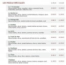Carte et menu de Le Kiosque à Pizzas à Fere en Tardenois — Les pizzas spéciales