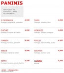 Carte et menu de Pizza Wino à Fere en Tardenois — Les paninis