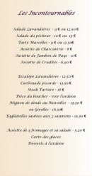 Carte et menu de Les lavandieres à Fontaine les Vervins — Les incontournables