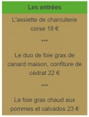 Menu L'Hôtel Restaurant du Cheval Blanc - les entrées