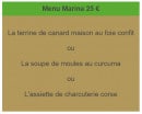 Menu L'Hôtel Restaurant du Cheval Blanc - menu marina 25€