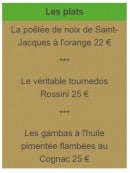 Menu L'Hôtel Restaurant du Cheval Blanc - Les plats