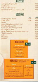 Menu L'Arganier - Digestifs, boissons et menus