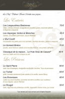 Menu Château de Courcelles - Les entrées et poissons 