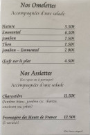Carte et menu de Estaminet Tio't Nes't à Nouvion et Catillon — Les omelettes et assiettes