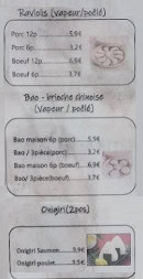 Carte et menu de T'Bao à Chauny — Raviolis