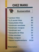 Menu Chez Manu - Les plats