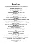 Menu L'Orée du Bois -  Les glaces 