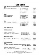 Menu L'Orée du Bois - Les vins 