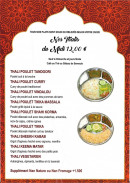 Menu Jardin de Kashmir - Les thalis du midi