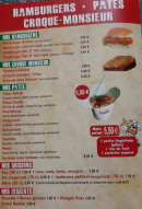 Menu Art et Pizza - Les hamburgers, pates, boissons et desserts