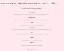 Carte et menu de Izakaya grill à Villers Cotterets — Les buffets à volonte