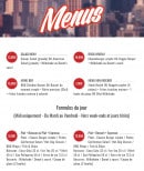 Menu Rock N'Diner - Les menus