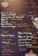 Menu The Pub - Carte des vins