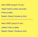 Menu Bar des Tilleuls - Les menus enfants