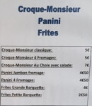 Menu Snack le will - Les croque monsieur, paninis et frites