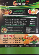 Menu FastGood - Les assiettes, salades, boissons et tex mex