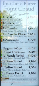 Menu Bread And Butter - Les burgers
