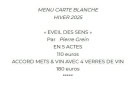 Menu Pierre Grein - Dîner hiver