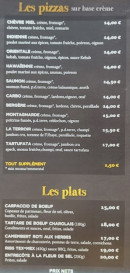 Menu Au soleil - Les pizzas base crème et plats