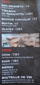 Menu Le Kro-magnon - Les desserts et boissons
