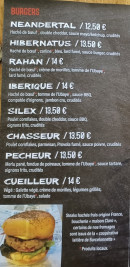 Menu Le Kro-magnon - Les burgers